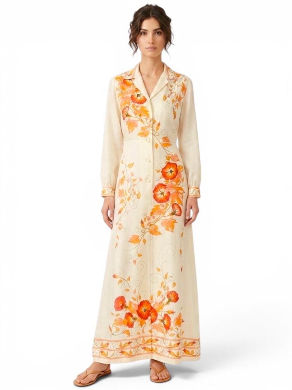 Alfred Shaheen Vintage California Hawaii Floral Maxi Hostess Gown Dress Size 14